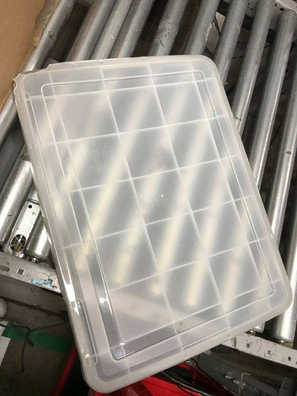Photo 3 of **MISSING ONE LID** IRIS USA 74 Quart WEATHERPRO Plastic Storage Box with Durable Lid and Seal and Secure Latching Buckles, Weathertight, Clear with Black Buckles, 2 Pack, 585449 74 Qt. - 2 Pack