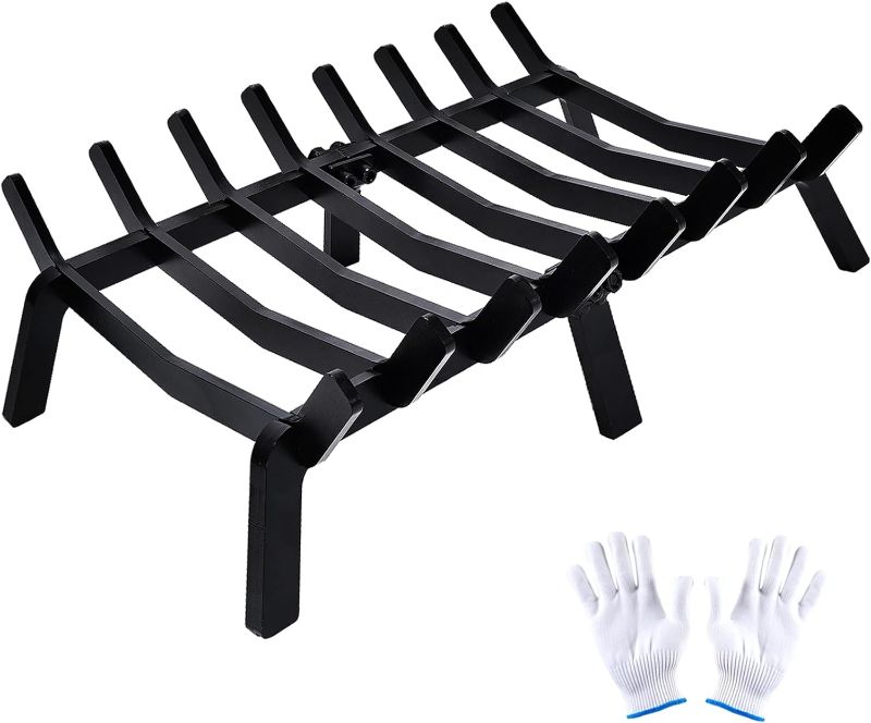 Photo 1 of **NOT EXACT SAME AS STOCK PHOTO** Heavy-Duty Fireplace Grille Rack, For Indoor And Outdoor Fireplace Burning Brackets, Support With Multiple Steel Feet, Accelerated Ventilation Wood Burning, Black 24-Inch Fireplace Wood Holder.