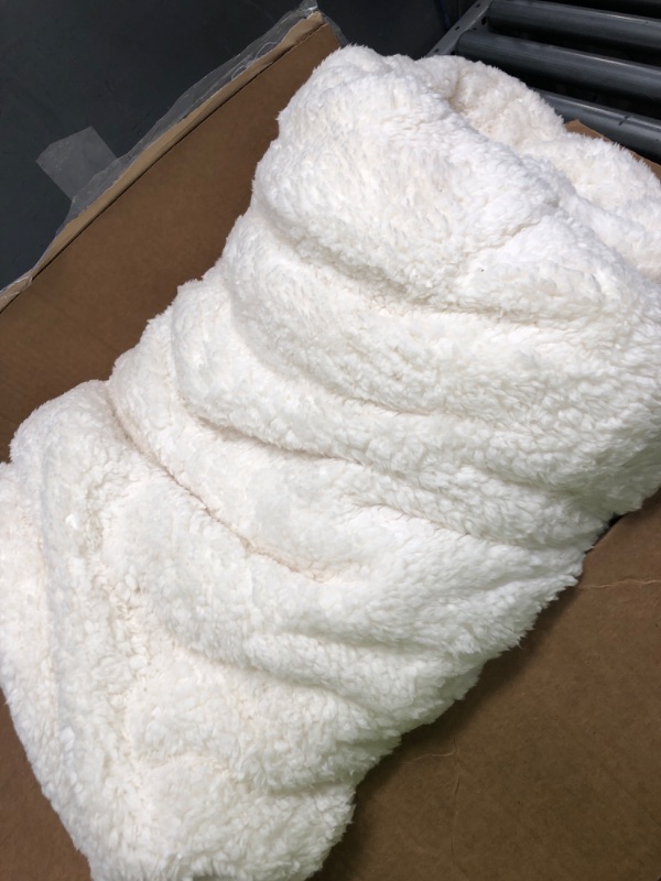 Photo 2 of **NOT EXACT SAME AS STOCK PHOTO** Blanket Cream/White – Fuzzy, Fluffy, and Shaggy Faux Fur, Soft and Thick Sherpa, Cozy Warm Decorative Gift. 