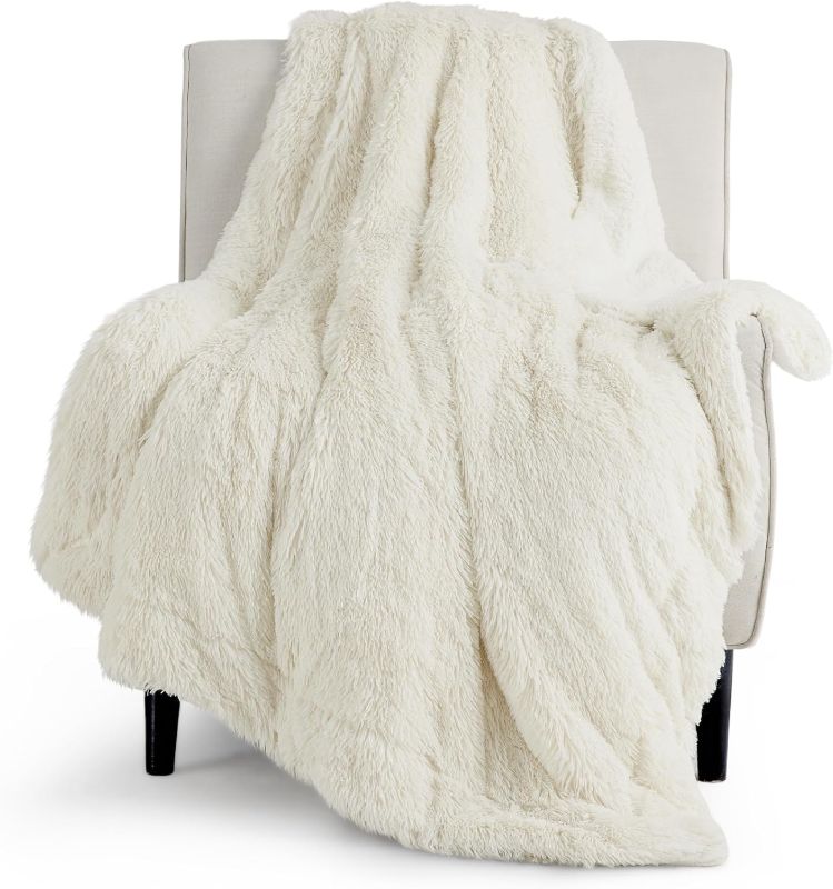 Photo 1 of **NOT EXACT SAME AS STOCK PHOTO** Blanket Cream/White – Fuzzy, Fluffy, and Shaggy Faux Fur, Soft and Thick Sherpa, Cozy Warm Decorative Gift. 