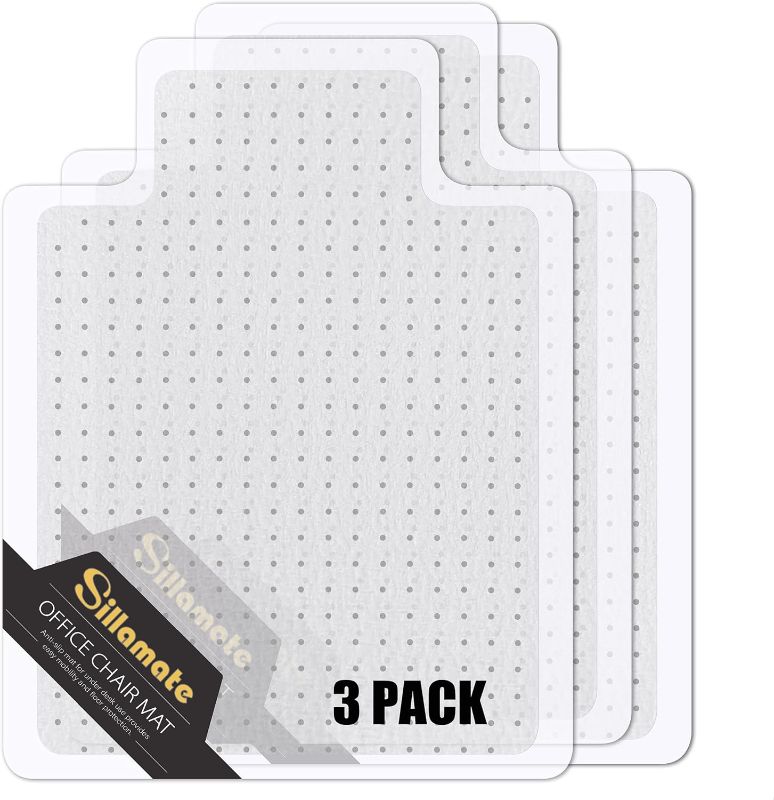 Photo 1 of **SET OF 2 NOT 3** Sillamate 36'' x 48'' Office Chair Mat for Carpeted Floors, Flat Packed, Easy Lay Flat, Heavy Duty Floor Mat,Eco-Friendly Series Studded Carpet Desk Chair Mats (36X48X3PCS-NO Lip)