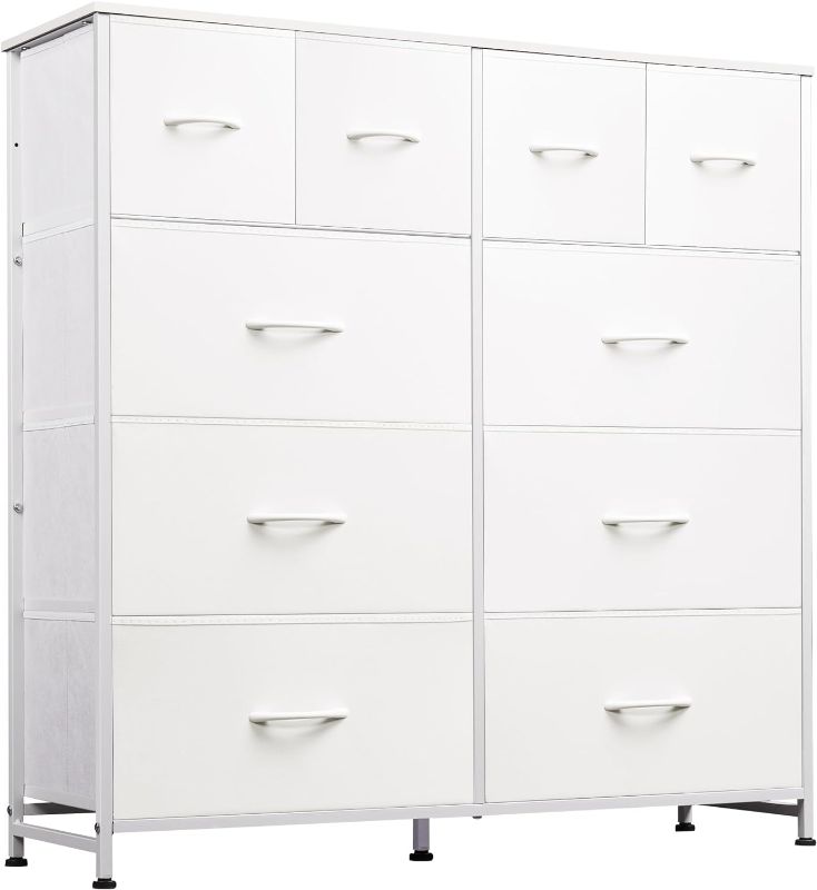 Photo 1 of **MAY NOT BE EXACT SAME AS STOCK PHOTO** WLIVE Fabric Dresser for Bedroom, Storage Drawer Unit,Dresser with 10 Deep Drawers for Office, College Dorm, White