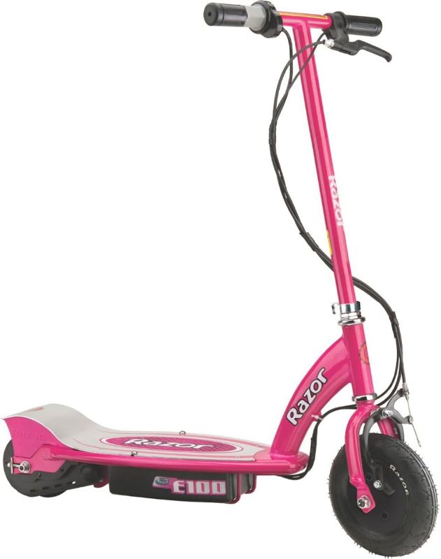 Photo 1 of *********DAMAGED, HAS POWER DOESNT STAY ON***********
Razor E100 Electric Scooter for Kids Ages 8+ - 8" Pneumatic Front Tire, Hand-Operated Front Brake, Up to 10 Mph and 40 Min of Ride Time, for Riders Up to 120 Lbs
