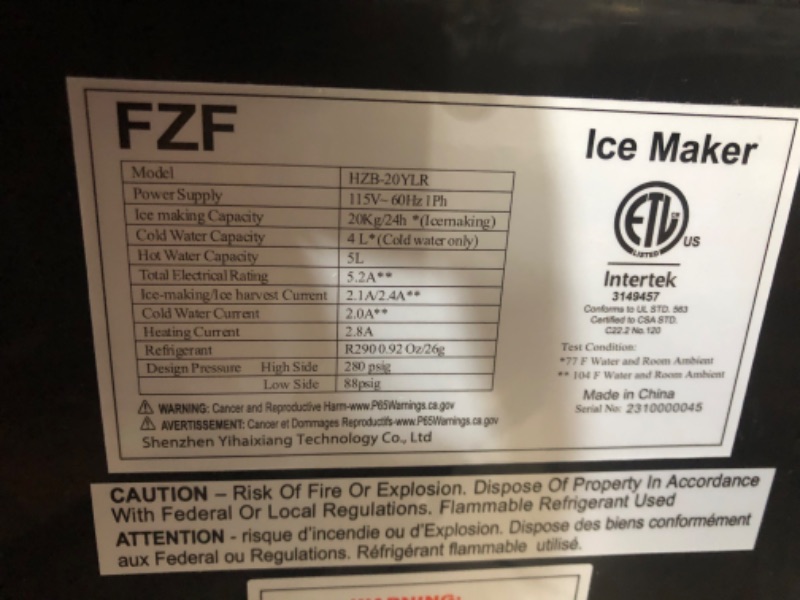 Photo 5 of ***DAMAGED - DENTED - SEE PICTURES - POWERS ON - UNABLE TO TEST FURTHER***
Northair Countertop 44lbs. Daily Built-in Ice Maker Machine with Top Loading Hot&Cold Water Dispenser