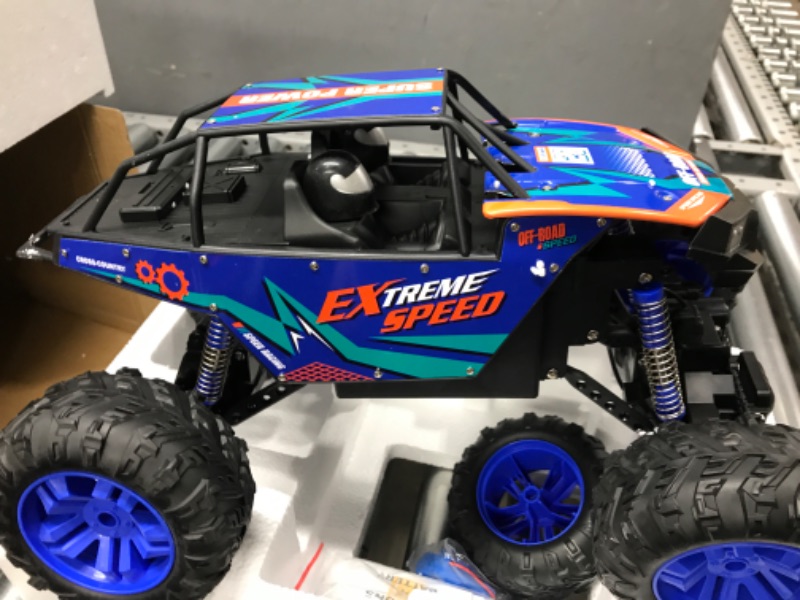 Photo 2 of DEERC DE60 Large 1:8 Scale Upgraded RC Cars Remote Control Car for Adults Boys,Off Road Monster Truck with Realistic Sound,2.4Ghz 4WD Rock Crawler Toy All Terrain Climbing,2 Batteries for 80 Min Play Classic Blue