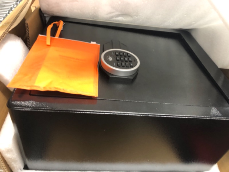 Photo 1 of Kavey 2.0 Cub Safe Box, Home Safe with Digital Keypad and Dual Warning Alarm, Money Safe With Mute Function and LED Light, Safe with Removable Shelf, Safe for Money Documents Valuables 2.0 Cubic Feet