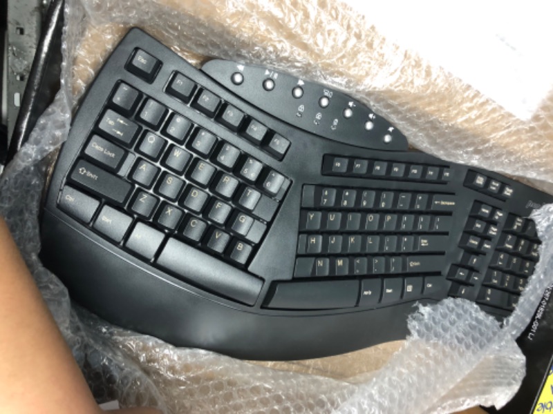 Photo 3 of Perixx Periboard-612 Wireless Ergonomic Split Keyboard with Dual Mode 2.4G and Bluetooth Feature, Compatible with Windows 10 and Mac OS X System, Black, US English Layout, (11354) Wireless Black Keyboard