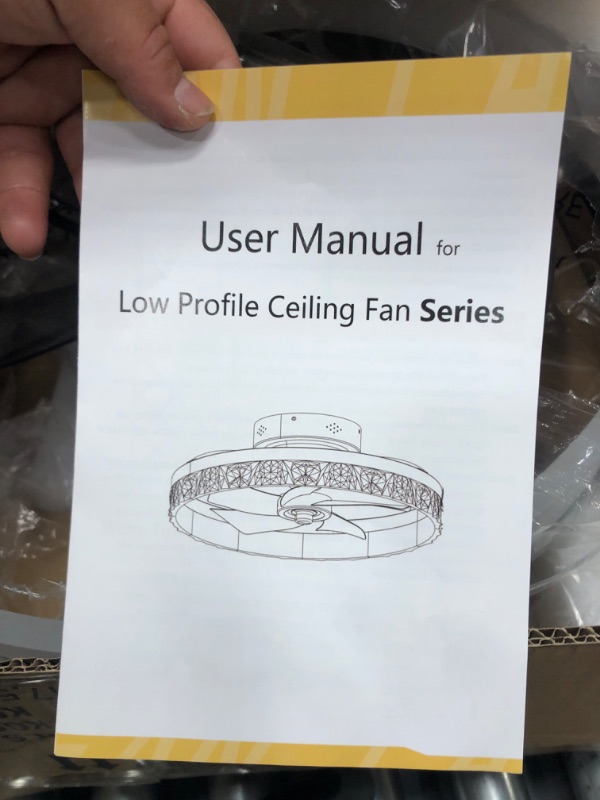 Photo 2 of 19.7" Ceiling Fans With Lights, Semi-enclosed Flush Mount Low Profile Ceiling Fan for Safe Use, 6 Speeds, Reversible, LED Dimmable, 3 Color Temperature Optional, DC Motor,With Remote (Minimalist)