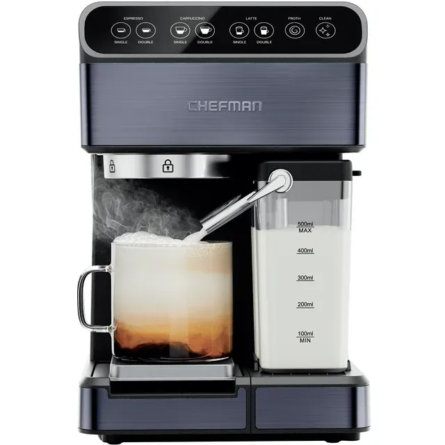 Photo 1 of Chefman Barista Pro Plus Espresso Machine w/ Milk Frother, 20 Bar Pump - Black Stainless Steel, New