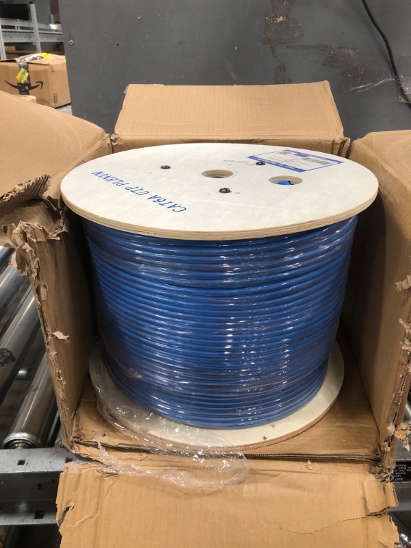 Photo 2 of Cat6A Plenum (CMP), 1000ft, 23AWG | 100% Solid Bare Copper | Unshielded Twisted Pair (UTP) Bulk Ethernet Cable, Available in Blue, White & Black Color (Cat6A Plenum Blue)