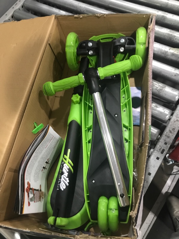 Photo 1 of 3 Wheeled Scooter for Kids - Stand & Cruise Child/Toddlers Toy Folding Kick Scooters w/Adjustable Height, Anti-Slip Deck, Flashing Wheel Lights, for Boys/Girls 2-12 Year Old - Hurtle HURFS56 Green