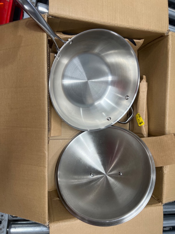 Photo 2 of Cooks Standard Stainless Steel Multi-Ply Clad Wok, 13" with High Dome lid, Silver Silver 13" with High Dome lid