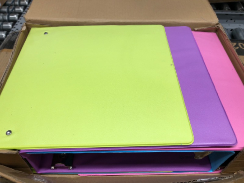 Photo 2 of 3 Inch Binder 3 Ring Binders, Slant D-Ring 3” Clear View Cover with 2 Inside Pockets, Heavy Duty Colored School Supplies Office and Home Binders Pink, Blue, Purple, Green (4 Pack) – by Enday 3-Inch