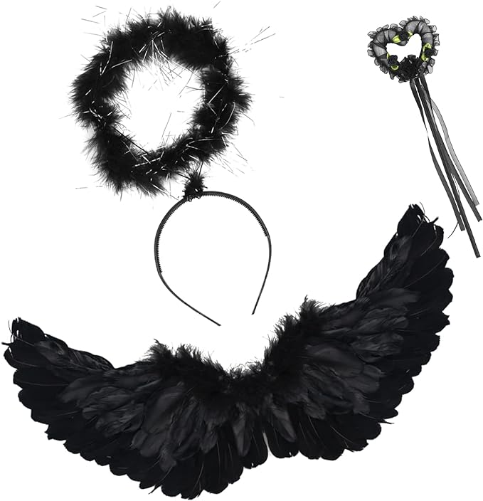 Photo 1 of Angel Wings and Halo Magic Wand for Kids - Angel Halloween Fancy Dress Costume Christmas Cosplay Party

