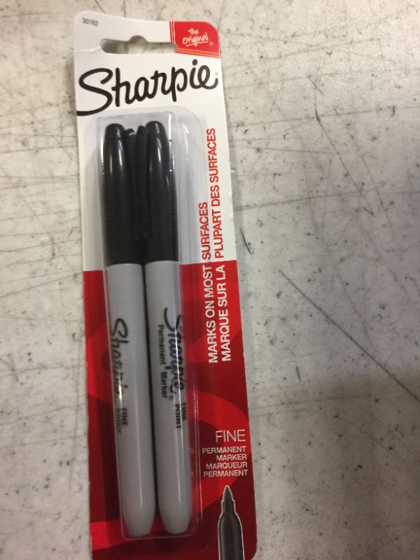 Photo 2 of Sharpie Permanent Markers Fine Point Black 2 Count