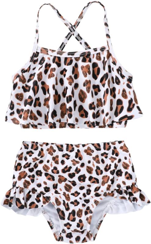 Photo 1 of YOUNGER TREE Toddler Swimsuit Girl 2-Pieces Leopard Bathing Suits Halter Top Bikini Bottoms Swimming Suit Kids Beach Swimwear- SIZE 12/18M
