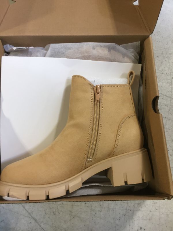 Photo 2 of Coutgo Girl's Chelsea Ankle Boots Winter Suede Side Zipper Lug Sole Booties(Toddler/Little Kid/Big Kid) 12 Little Kid Khaki