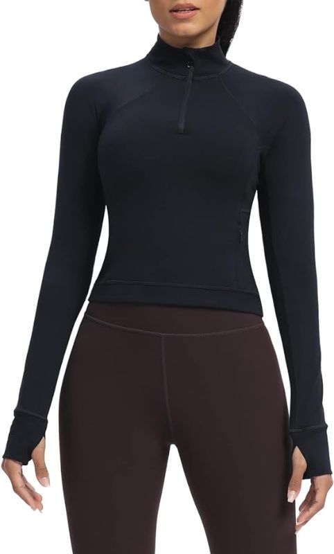 Photo 1 of AVGO Workout Jackets for Women Slim Fit Cropped Running Jackets with Thumb Holes Half Zip Athletic Tops- SIZE L 
