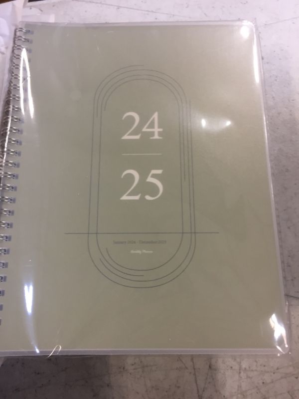 Photo 2 of Monthly Planner 2024-2025, Calendar 24 Months Planner with Flexible PVC Cover for Home,School and Office Work, 7" x 9", Jan 2024 - Dec 2025-Green Green-B5(2024-2025)