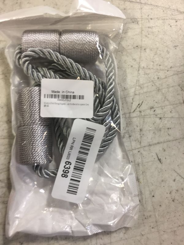 Photo 2 of 2 Pack Strong Magnetic Curtain Tiebacks Outdoor Decorative Tie Backs Modern Rope Tiebacks Modern Handmade Tie Backs Decorative Curtain Holdbacks for raperies-Grey
