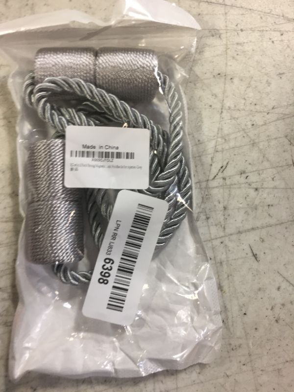 Photo 1 of 2 Pack Strong Magnetic Curtain Tiebacks Outdoor Decorative Tie Backs Modern Rope Tiebacks Modern Handmade Tie Backs Decorative Curtain Holdbacks for raperies-Grey

