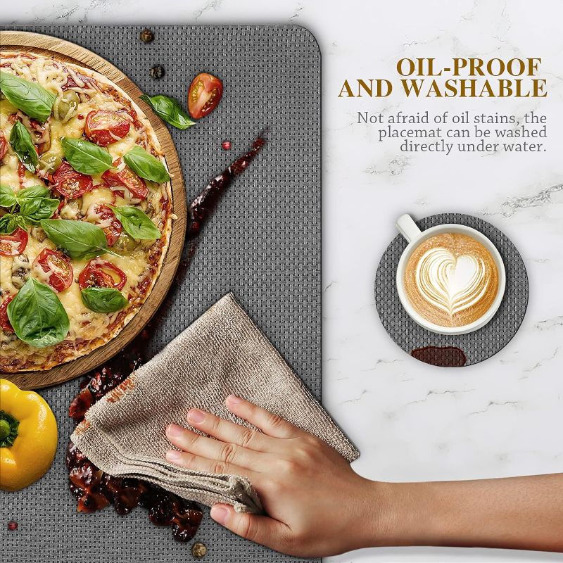 Photo 1 of 5  PLACEMATS Non-Slip Waterproof Oil-Proof Washable Wipeable Outdoor Indoor for Dining Patio Table Kitchen Decor and Kids
