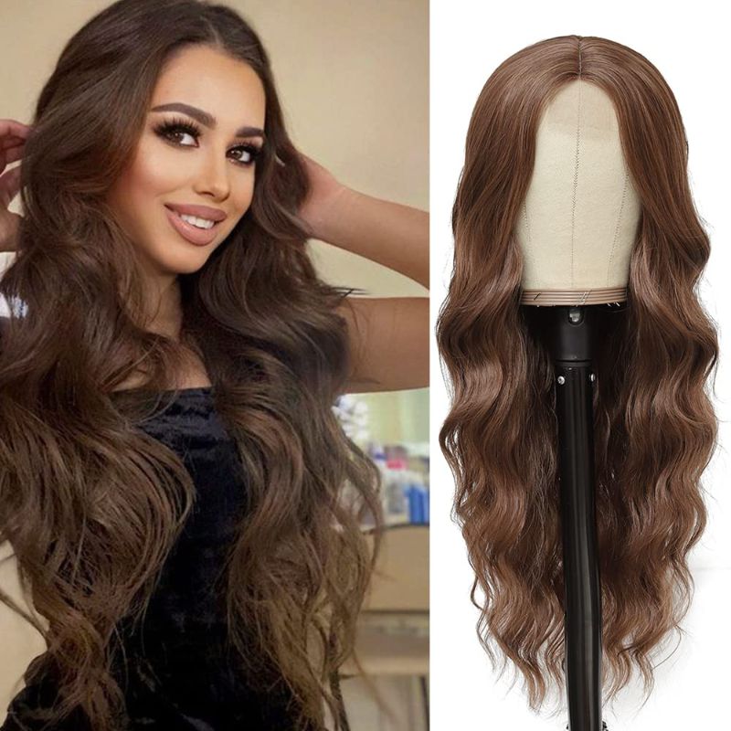 Photo 1 of HMHIFI® Long Brown Wavy Wigs for Women 26 inch Curly Middle Part Wigs Upgraded Protein Fiber Natural Looking Hair Replacement Wig Cosplay Costume Halloween Wig(26'' Light Brown)
