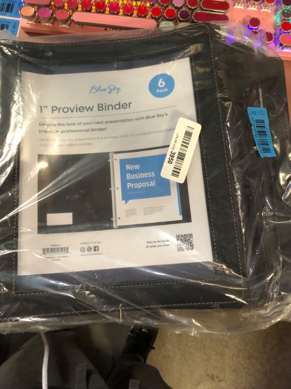 Photo 2 of Blue Sky ProView Legacy Black 3 Ring Binder, Letter Size, 1", Textured Faux Leather Cover, Built-in Pockets, Holds 175 Sheets, 6-Pack (10504-C) 6 Binders 1"