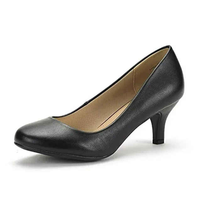 Photo 1 of Dream Pairs Women's Bridal Wedding Party Low Heel Pump Shoes Luvly Black/Pu Size
