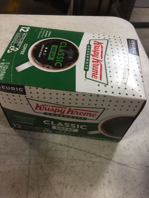 Photo 1 of 12pods--Krispy Kreme Classic Decaf, Single-Serve Keurig K-Cup Pods, Medium Roast Coffee Pods,  exp date 02/19/24

 
