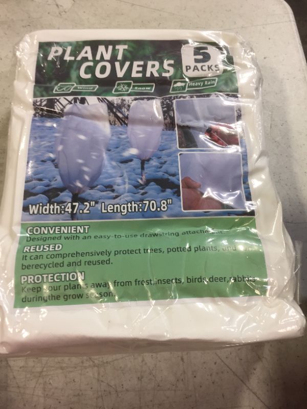 Photo 2 of 5 Packs Plant Covers Freeze Protection, 47.2" X70.8" Winter Frost Cloth, 2.2oz Reusable Frost Blankets, Tree Cover Drawstring Bags for Outdoor Fruit Potted Shrub Season Extension
