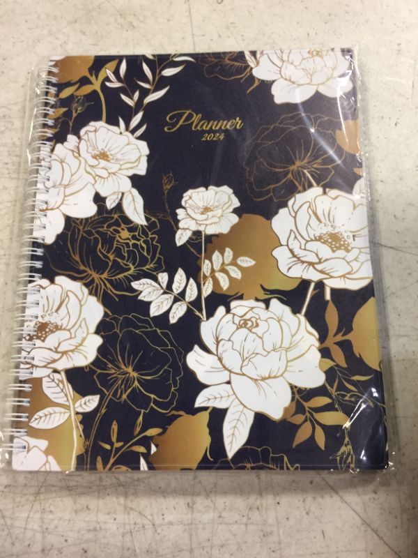 Photo 2 of SUNEE 2024 Appointment Book, Quarter-Hourly, Weekly & Monthly - from January 2024 - December 2024, 8.5"x11" Weekly Planner, Flexible Cover, Note Pages, Pockets, Spiral Binding, Vintage Floral 8.5"x11" Vintage Floral