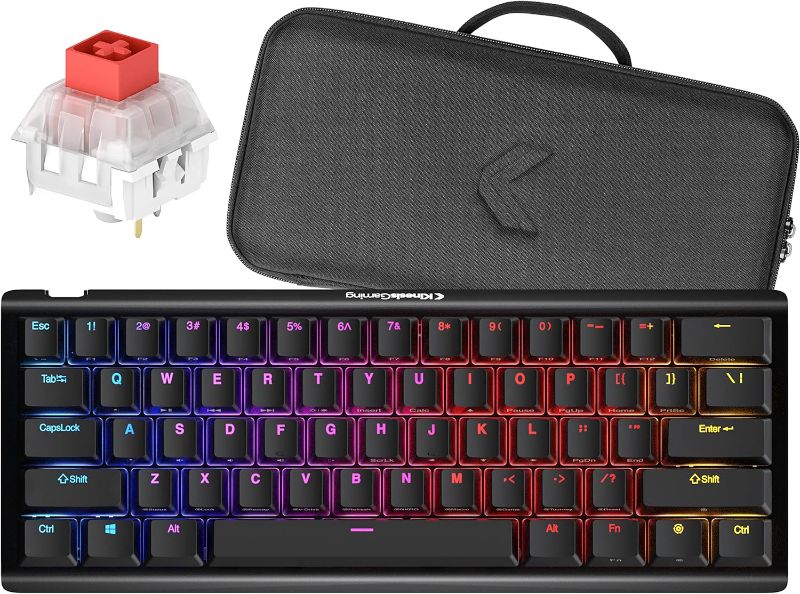 Photo 1 of KINESIS Gaming TKO Mechanical Keyboard | Linear Red Switches | 60% Layout | Split Spacebar | Hotswap | PBT Keycaps | Aluminum Body | SF Shock Limited Edition Travel Case Kailh Linear Red