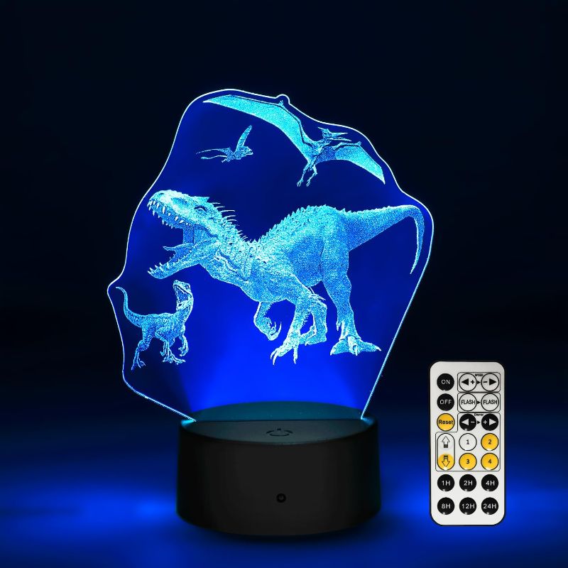 Photo 1 of Dinosaur Family 3D Night Light, 7 Colors Changing Lamp for Kids with Timer & Remote Control, Smart Touch Dinosaur Toys Christmas Birthday Gifts for Boys Girls Bedroom
