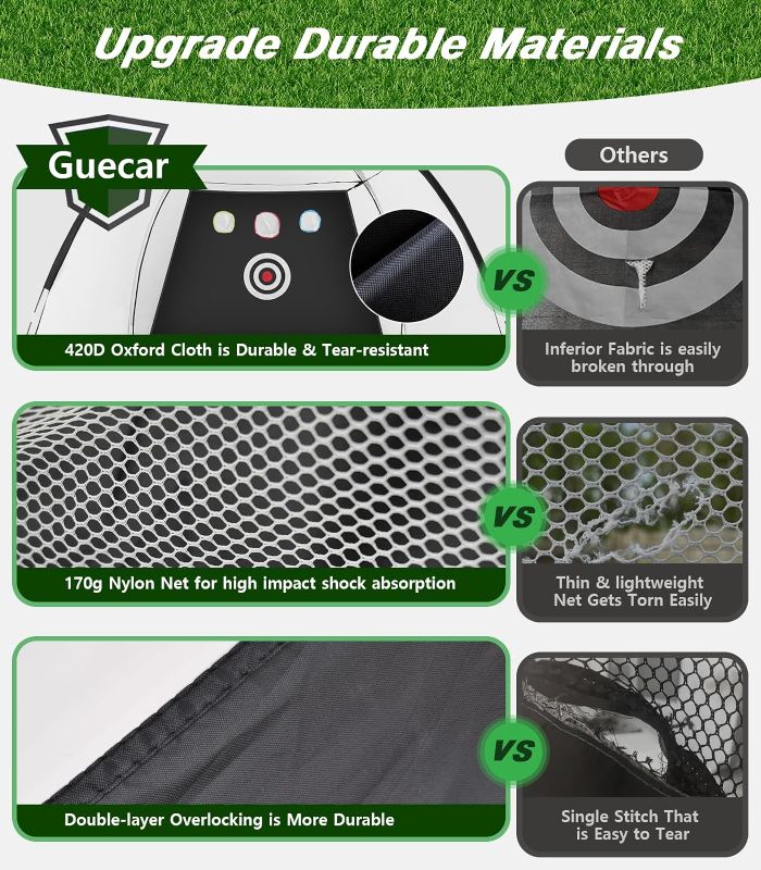 Photo 1 of    Golf Net, 10x7ft Golf Practice Net with Tri-Turf Golf Mat, All in 1 Home Golf Hitting Aid Nets for Backyard Driving Chipping Swing Training with Target/Mat/Balls/Tee/Bag - Gift for Men/Golf Lover