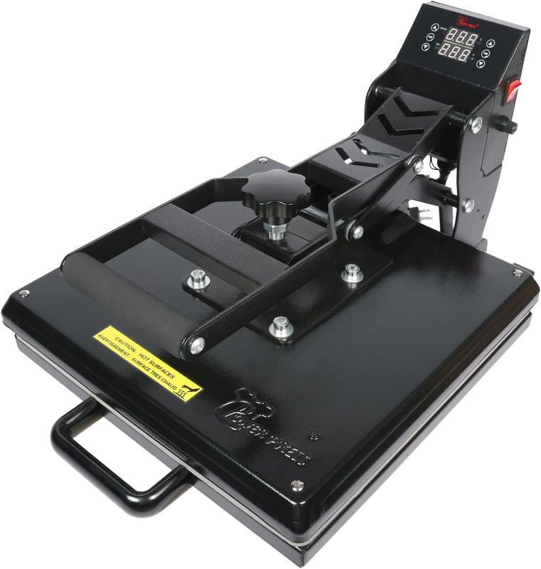 Photo 1 of Industrial-Quality Digital Sublimation Heat Press Machine for T Shirt, 15x15 Inch, Black
