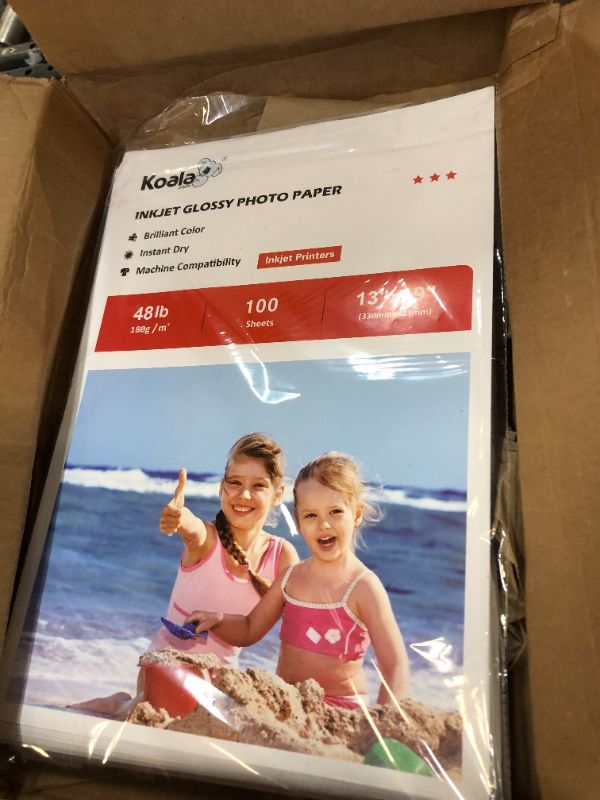 Photo 1 of Koala Glossy Photo Paper 13X19 Inches 100 Sheets Compatible with Inkjet Printer 48lb 13"X19"
