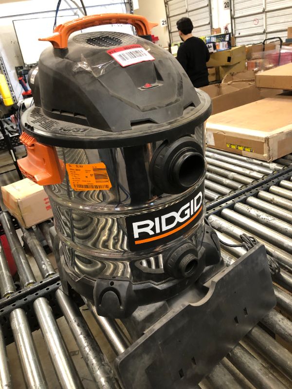 Photo 4 of **MISSING ALL ACCESSORIES** RIDGID 10 Gallon Stainless Steel Wet Dry Vac
