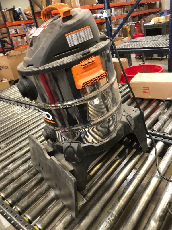 Photo 3 of **MISSING ALL ACCESSORIES** RIDGID 10 Gallon Stainless Steel Wet Dry Vac
