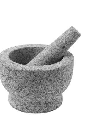 Photo 1 of ChefSofi Mortar and Pestle Set - Unpolished Heavy Granite for Enhanced Performance and Organic Appearance - INCLUDED: Anti-Scratch Protector + Italian Recipes EBook - 6 Inch, 2 Cup-Capacity
