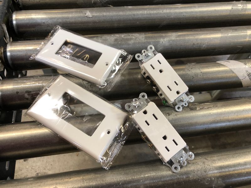Photo 1 of 2 PACK 15 Amp Decorator Wall Receptacle Outlet, Non-Tamper-Resistant, Wallplate Included, 15A/125V/1875W, UL Listed, White
