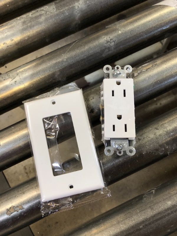 Photo 1 of 2 PACK 15 Amp Decorator Wall Receptacle Outlet, Non-Tamper-Resistant, Wallplate Included, 15A/125V/1875W, UL Listed, White