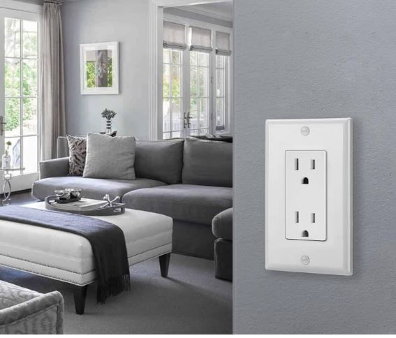 Photo 1 of 2 PACK 15 Amp Decorator Wall Receptacle Outlet, Non-Tamper-Resistant, Wallplate Included, 15A/125V/1875W, UL Listed, White