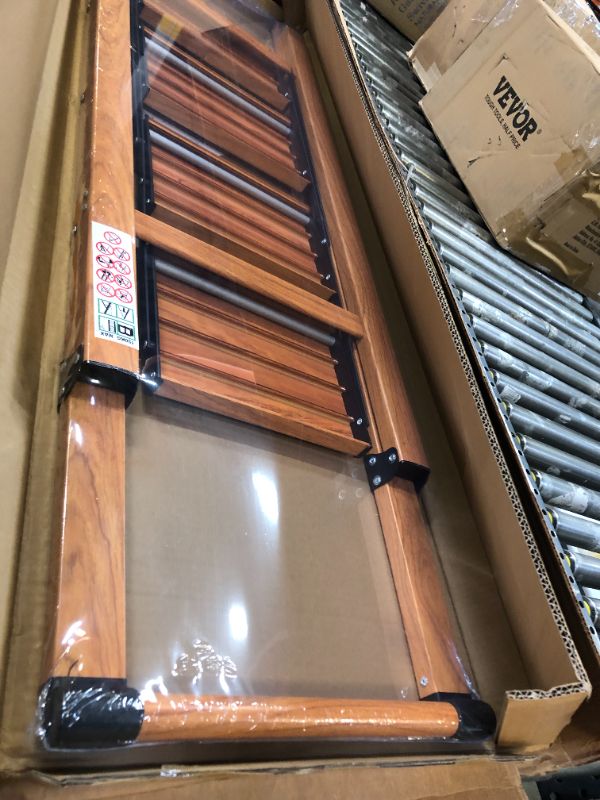 Photo 1 of 4 Step Ladder, Aluminum Folding Step Stool W/Wide Pedal, Lightweight Safety Step ladder for Adults, Decorative Storage Shelf Ladder for Kitchen Office Library, 330IBS Capacity Step Ladder, Woodengrain 4 Step Woodgrain