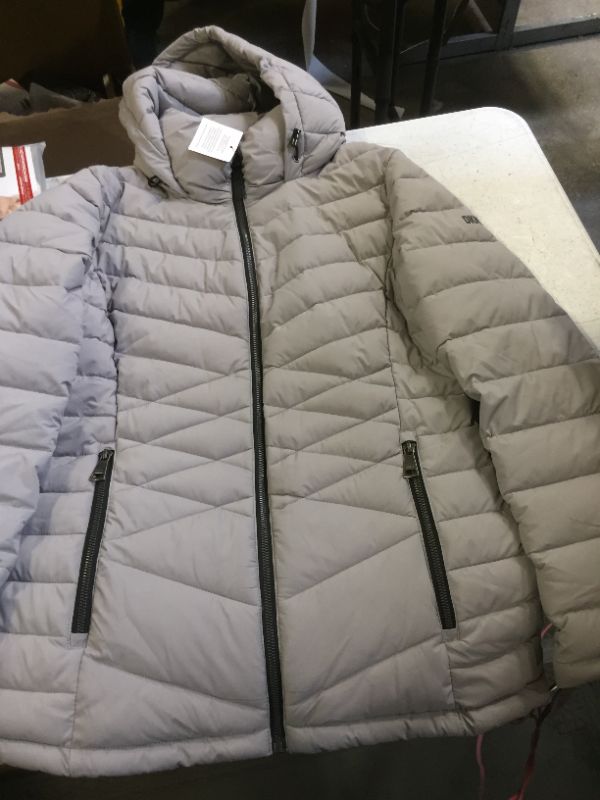 Photo 2 of DKNY Women's Hooded Light-Weight Puffer Small Grey
