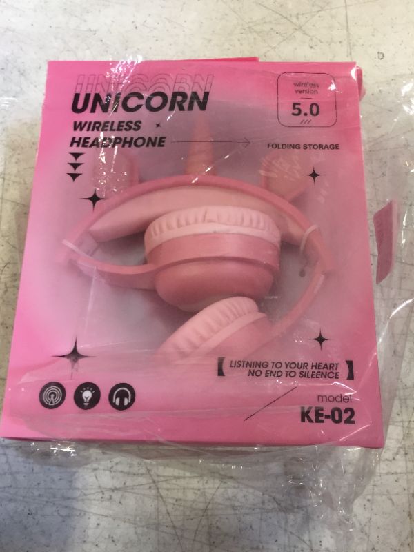 Photo 2 of TSKVT Children's Bluetooth Earphones, Animal Shaped Foldable Color Flash, Wireless Bluetooth 4.0, Suitable for Mobile Phones, Tablets, and Other Devices, Sound (Pink) Pink Pegasus