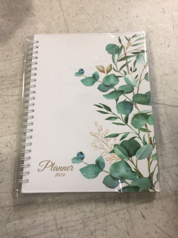 Photo 2 of SUNEE 2024 Appointment Book, Quarter-Hourly, Weekly & Monthly - from January 2024 - December 2024, 6.4"x8.3" Weekly Planner, Flexible Cover, Note Pages, Pockets, Bookmark,Spiral Binding, Greenery 6.4"x8.3" Greenery