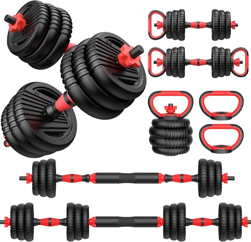 Photo 1 of Adjustable dumbbell set, 20/35/55/70lbs Free Weights set with upgraded nut, 4 in 1 Weight Set Used as Kettlebells, Barbell, Push up Stand, Fitness Exercise for Home Gym Suitable Men/Women
