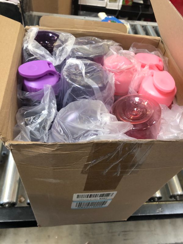 Photo 2 of 24 Pcs Plastic Water Bottles for Kids Bulk 17 oz Reusable Leak Proof Flip Top Sports Water Bottles with Handle Strap Bright Color