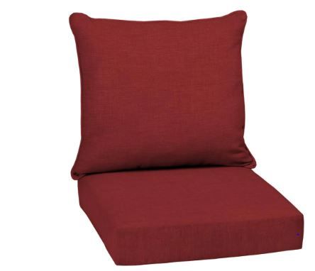 Photo 1 of 24 in. x 24 in. 2-Piece Deep Seating Outdoor Lounge Chair Cushion in Ruby Red Leala
